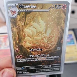 Pokemon Ninetales Card - Gold and White